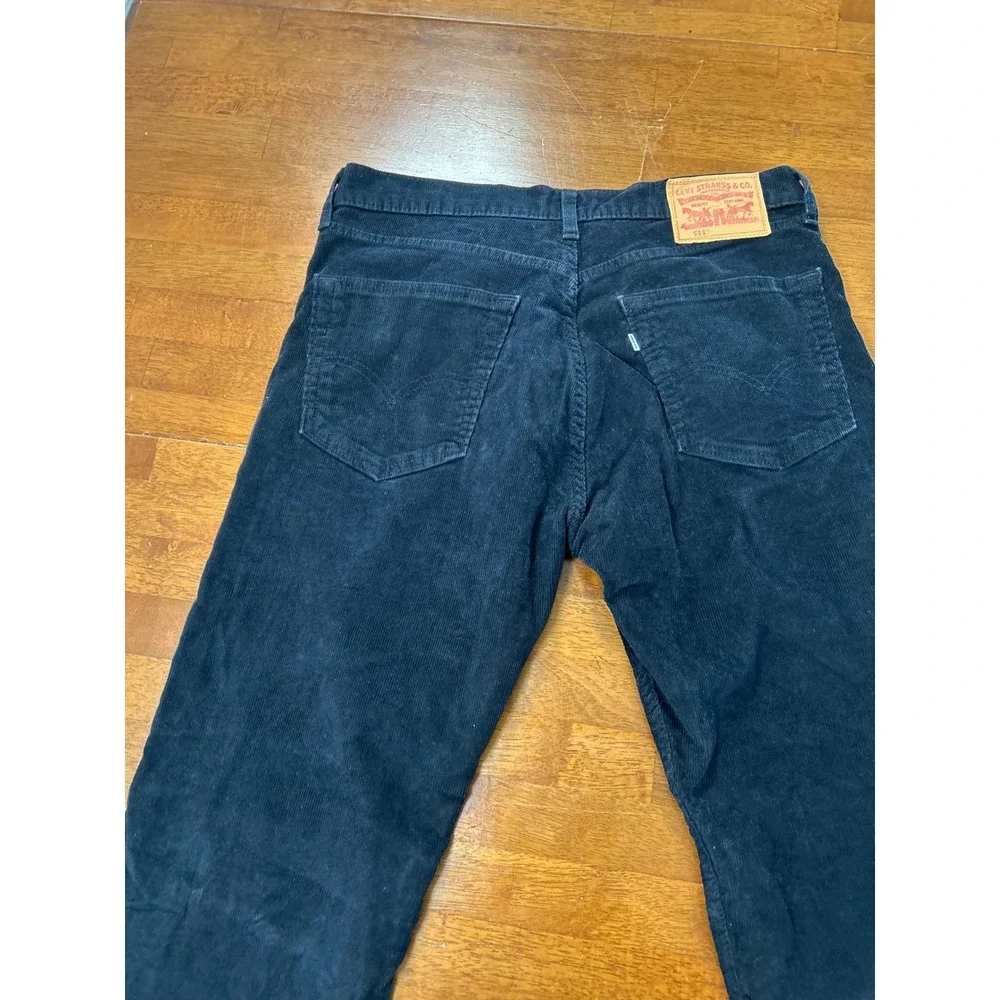 Levi's Corduroy Pants Mens 30x32 Navy Black Premium Slim Straight Corduroy